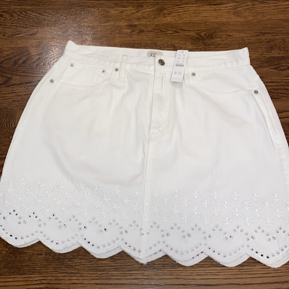 J. Crew Dresses & Skirts - NWT J. Crew Mini Skirt White Eyelet Denim size 30